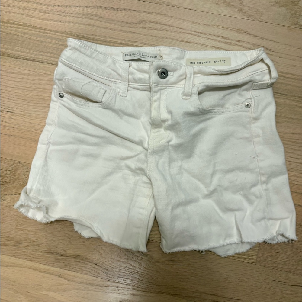 Pilcro and the Letterpress Cream Jean Shorts